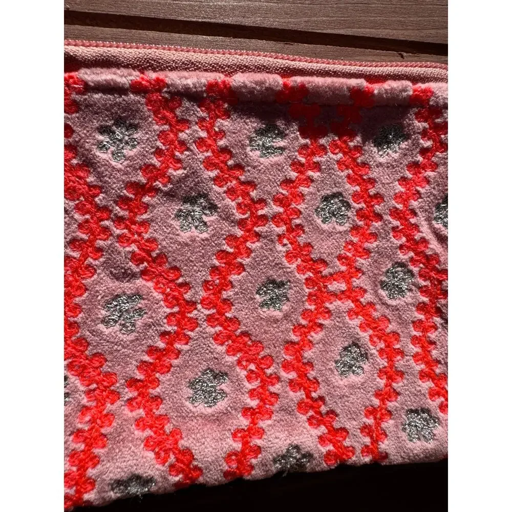 Pink Orange Silver Flowers Coin Pouch 4 x 6 Bag Makeup Bag Coin Pouch Travel